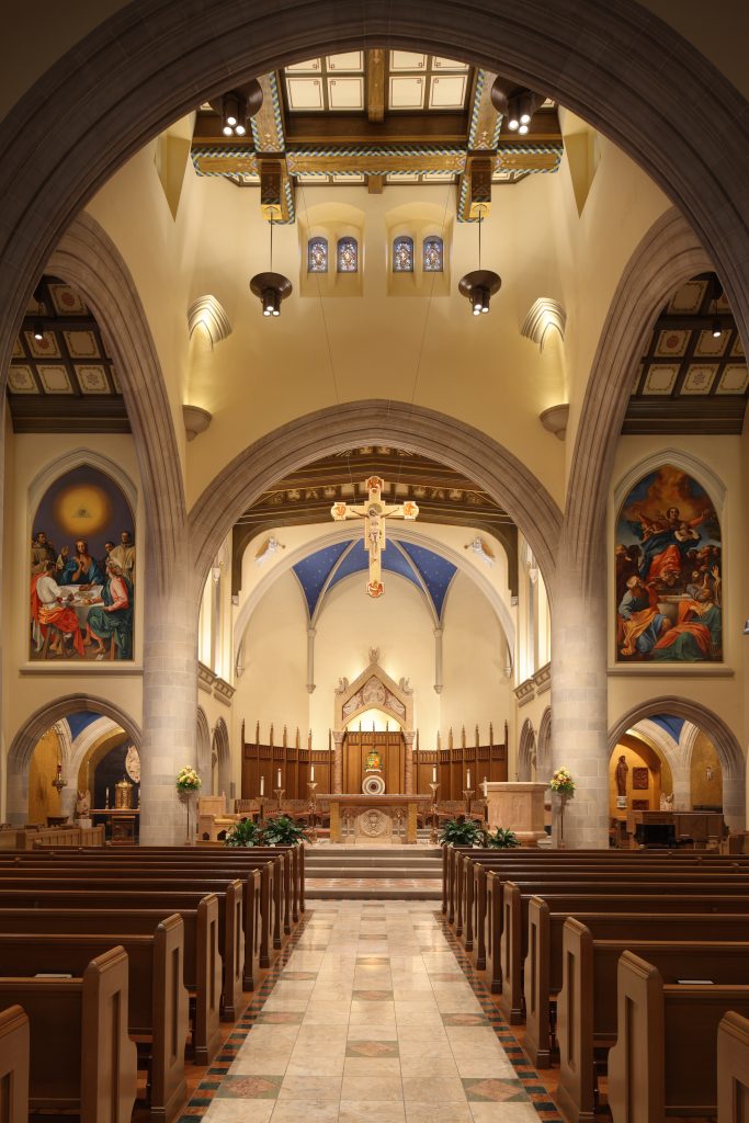 view from the nave to the altar after restoration